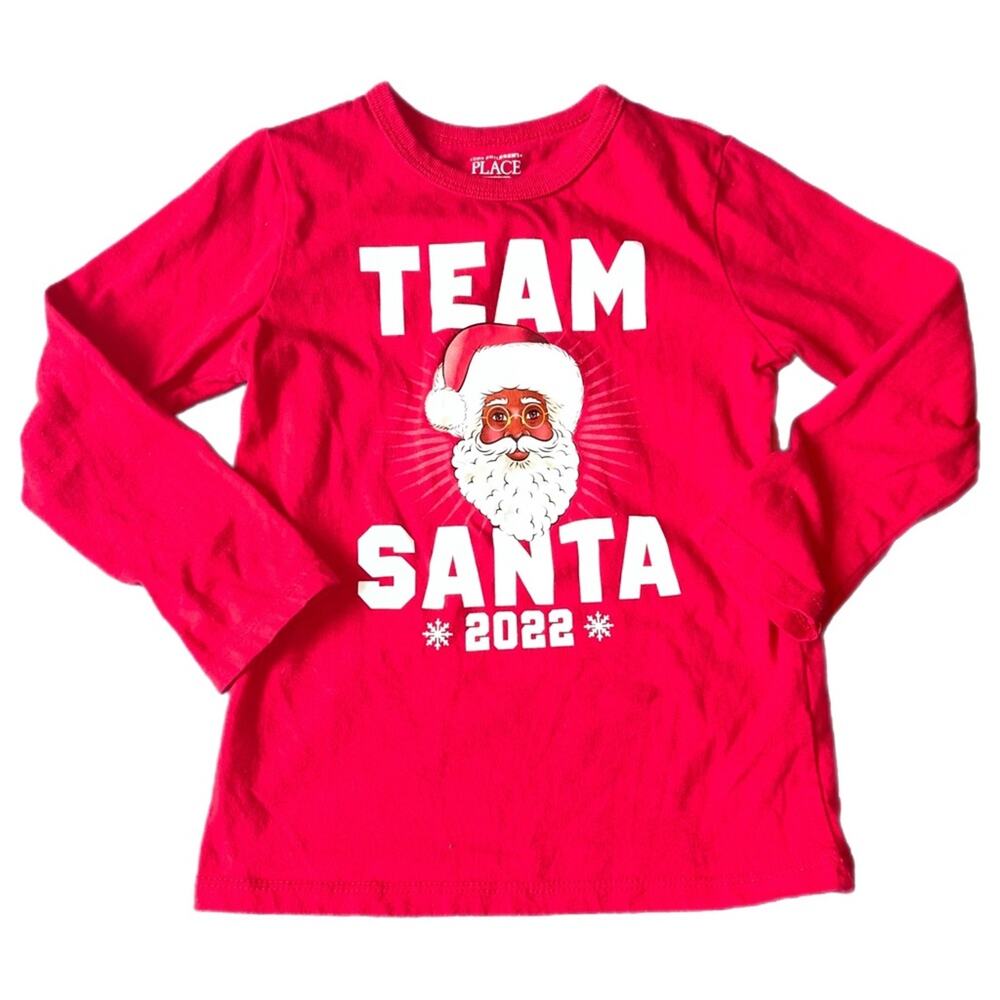 Children’s Place Team Santa 2022 Long Sleeve T-Shirt Toddler Size 4T Red